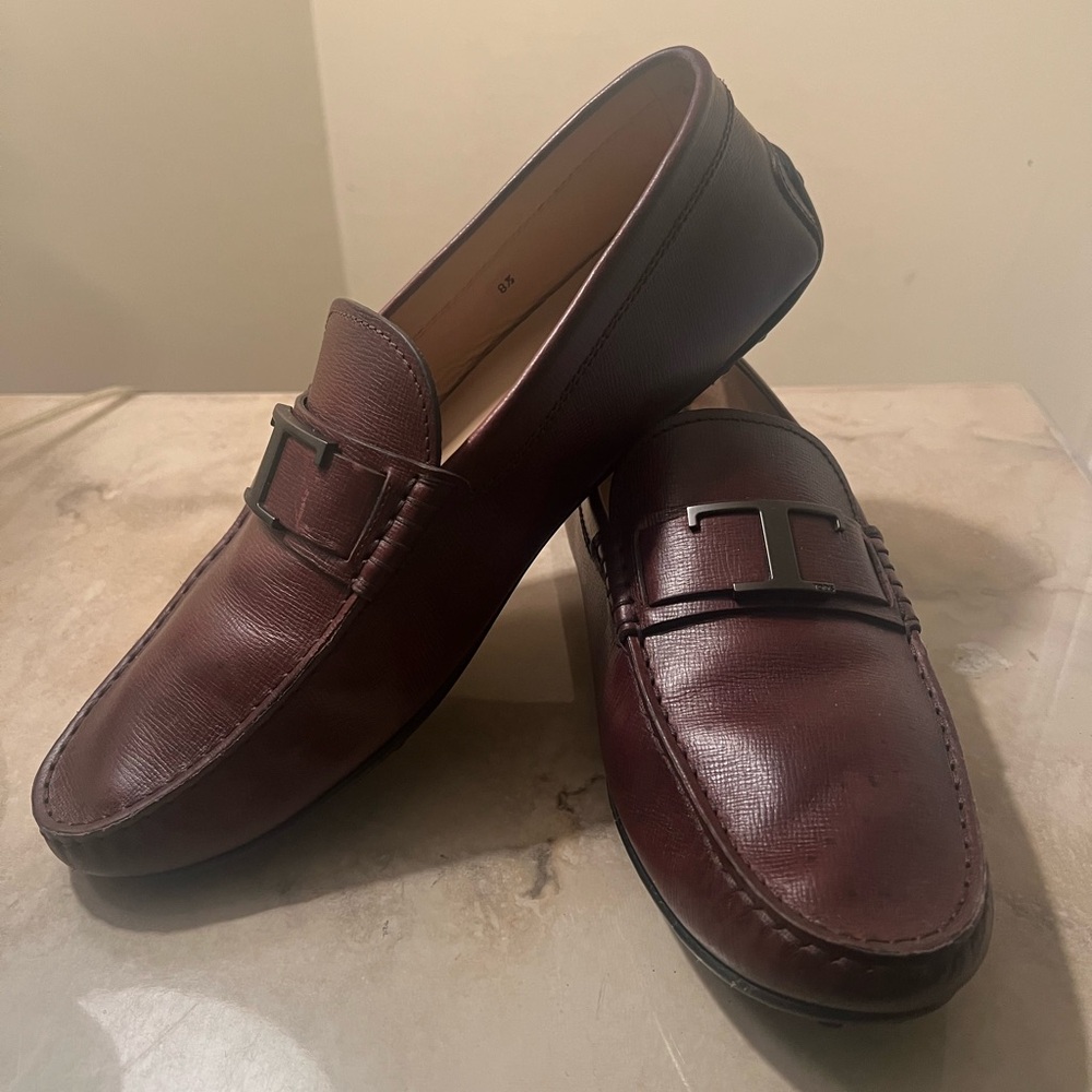 Tod's Burgundy Leather Loafers